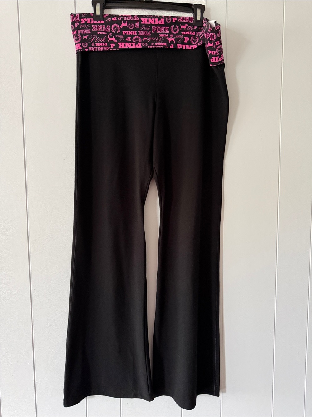 PINK Victoria's Secret Black Leggings with Pink Logo Waistband